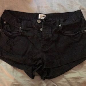 Black denim shorts